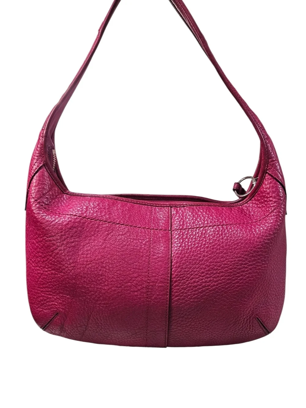 Coach ERGO TATTERSAL Fushia Pebbled Leather Shoulder Bag W/Scarf & Charm - Picture 5 of 14